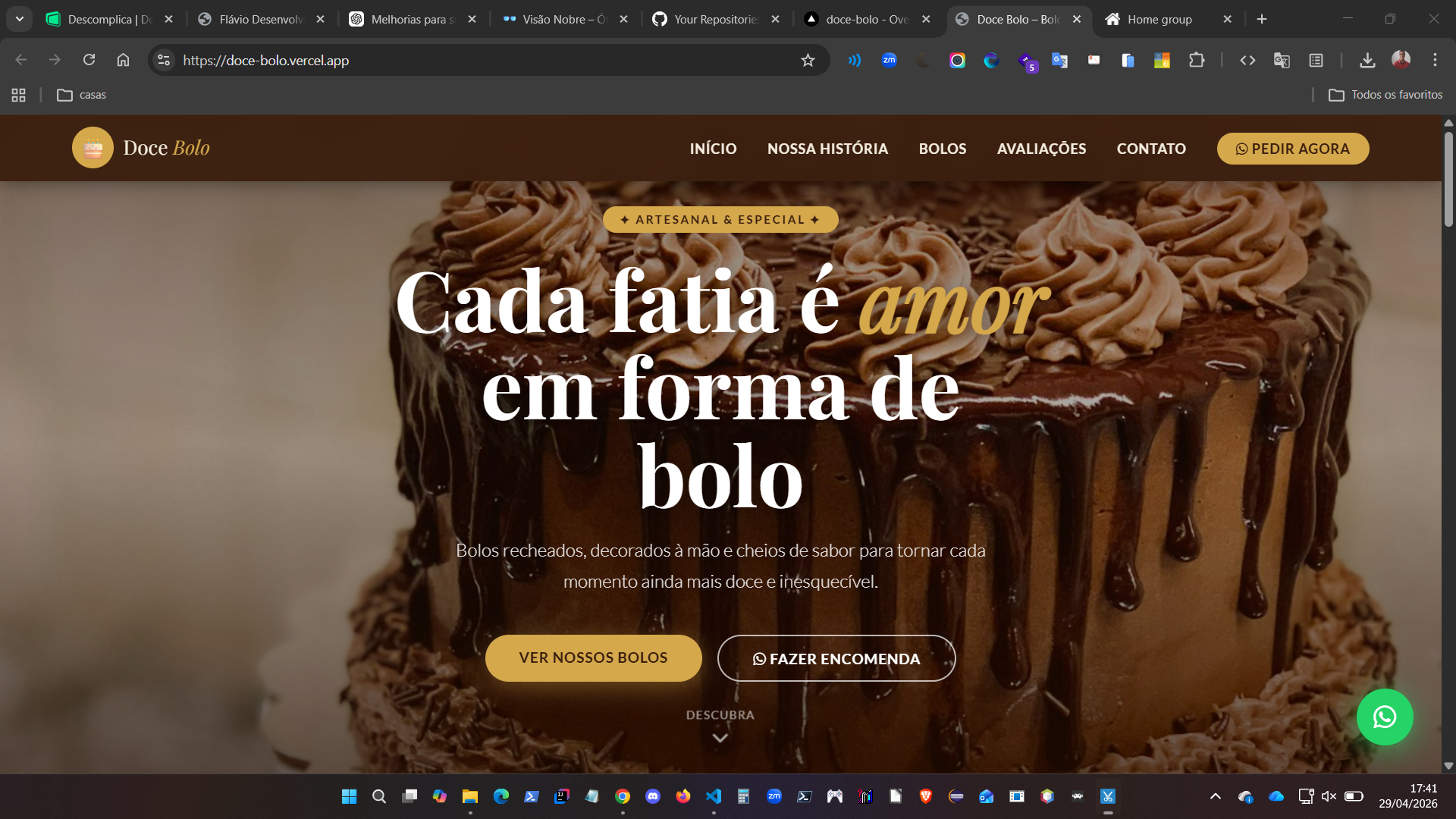 Projeto loja de bolos
